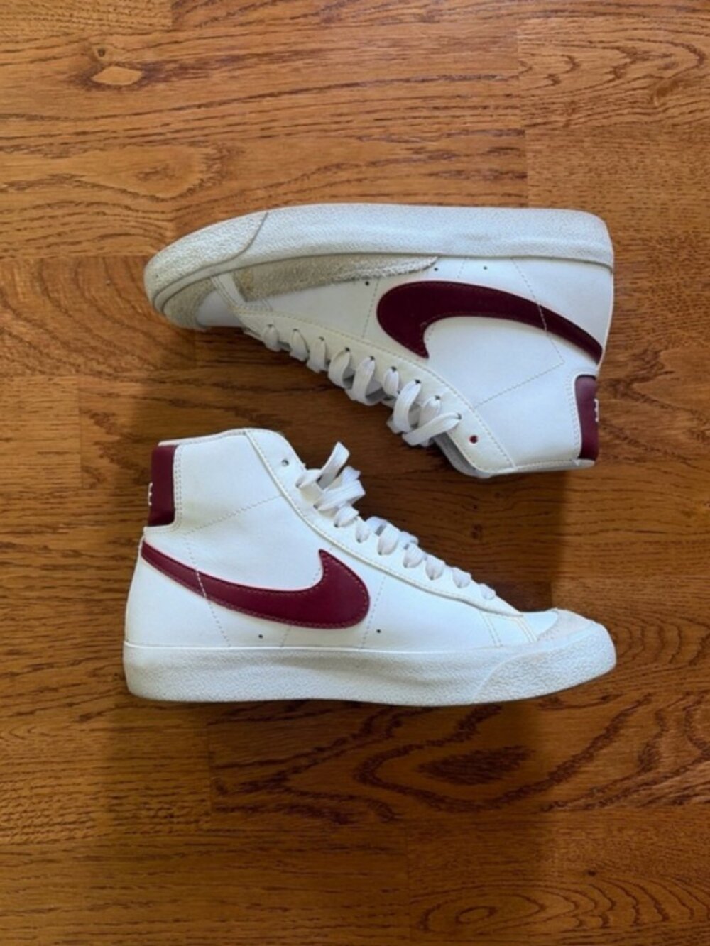 Nike Blazer 77 Shoe Y 4.5 EU 36.5 Sneaker High Top White Burgundy Team Maroon - Picture 4 of 5